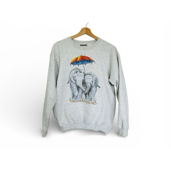 Hanes Tops - Vintage Hanes Printpro Crewneck Small Sweatshirt Elephants Umbrella Grove Small